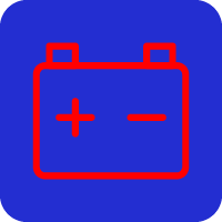 Warnleuchte für die Batterie – Symbol für Probleme mit der Fahrzeugbatterie oder Lichtmaschine