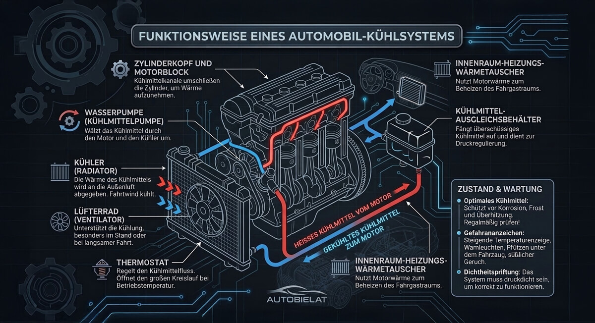 Infografik zum Wasserpumpenwechsel in Swinemünde bei Autobielat – Ablauf der Autoreparatur Schritt für Schritt
