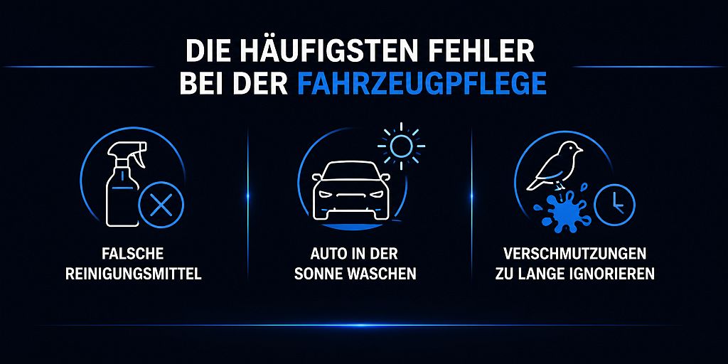 Die häufigsten Fehler bei der Fahrzeugpflege Infografik