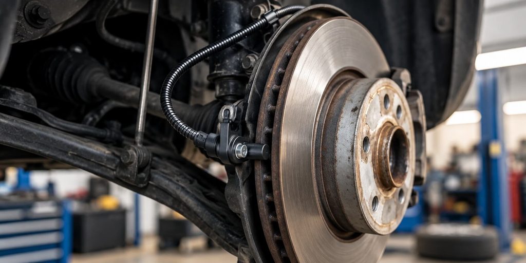 ABS Sensor montiert an der Achse eines Fahrzeugs