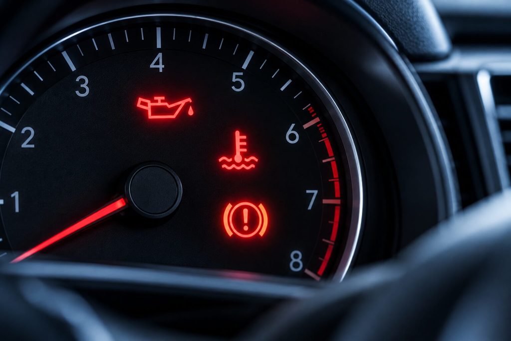 Warnleuchten im Auto, die zeigen, dass man zu einer Werkstatt soll