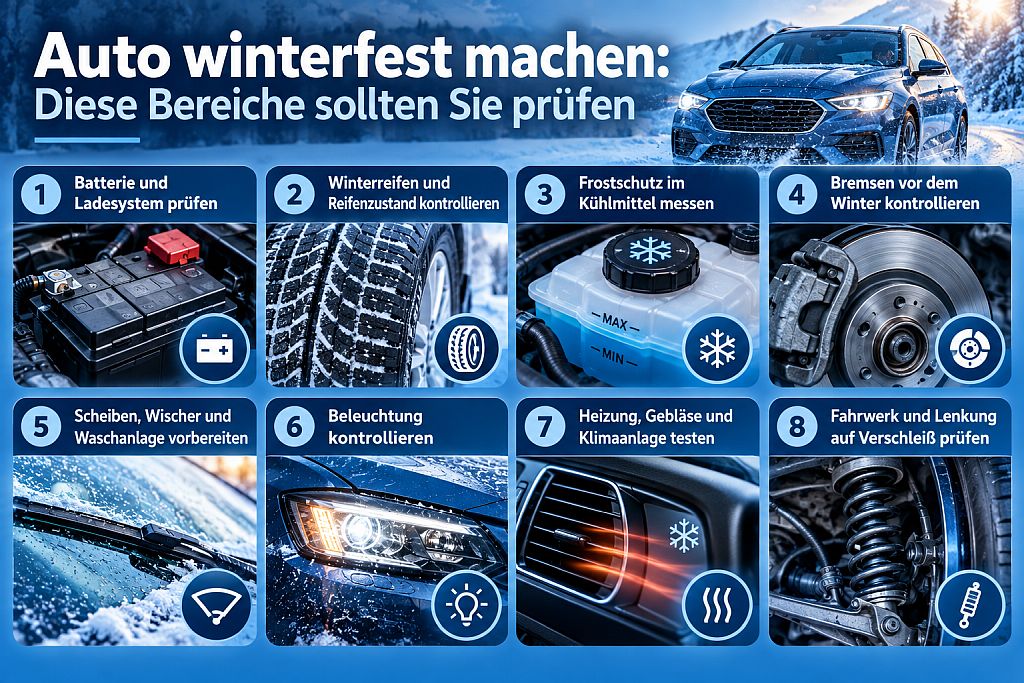 Auto winterfest machen - Infografik mit der Darstellung von Wintercheck fürs Auto